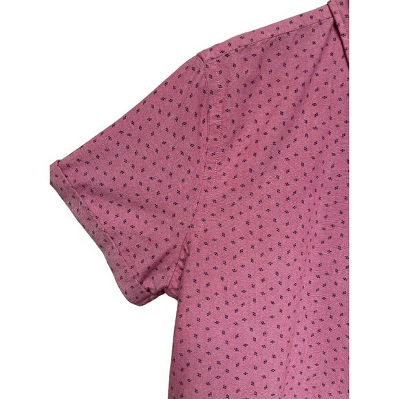 Zara Man Pink Slim Fit Collared Button Front Short Sleeve Shirt Men's Large - Picture 2 of 7